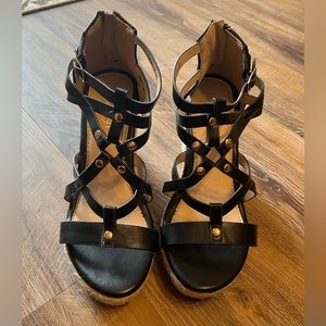 New Black & gold Caged wedges